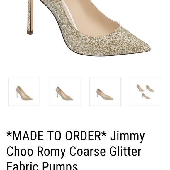 Jimmy Choo Romy Coarse Glitter Gold Fabric Pump Heels - Picture 2 of 9